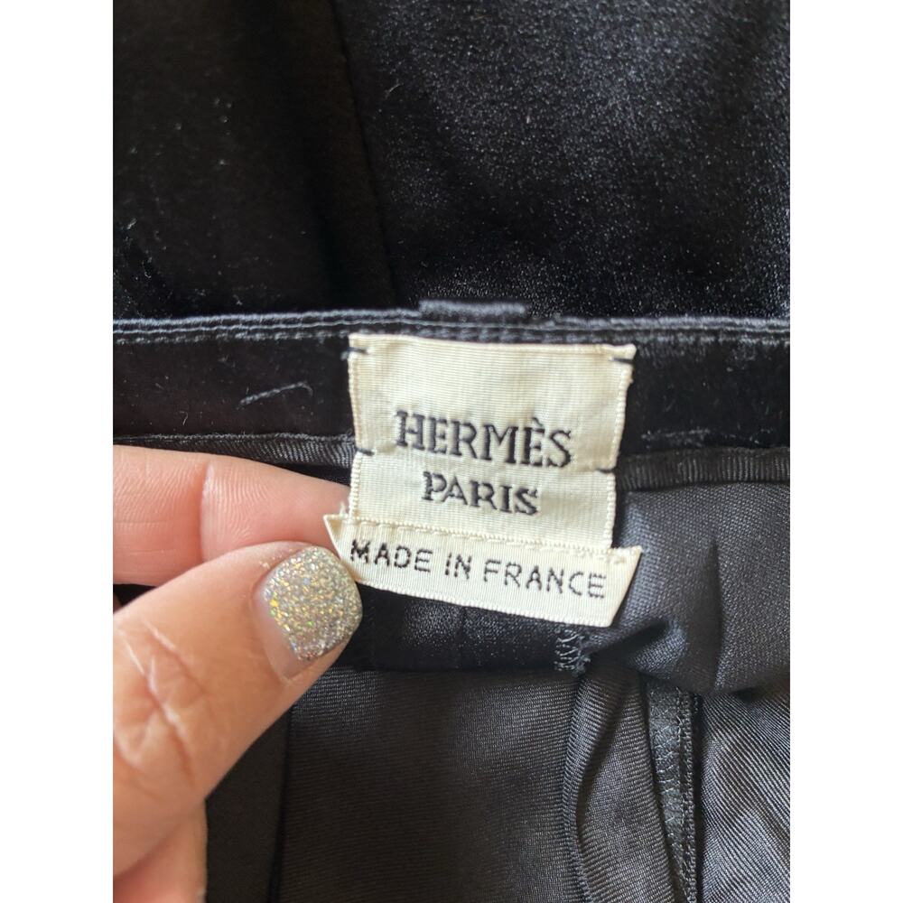VTG HERMES Paris Black 100% Silk Pants Satin Trousers 1986 Women S (4) Pristine - Picture 4 of 16